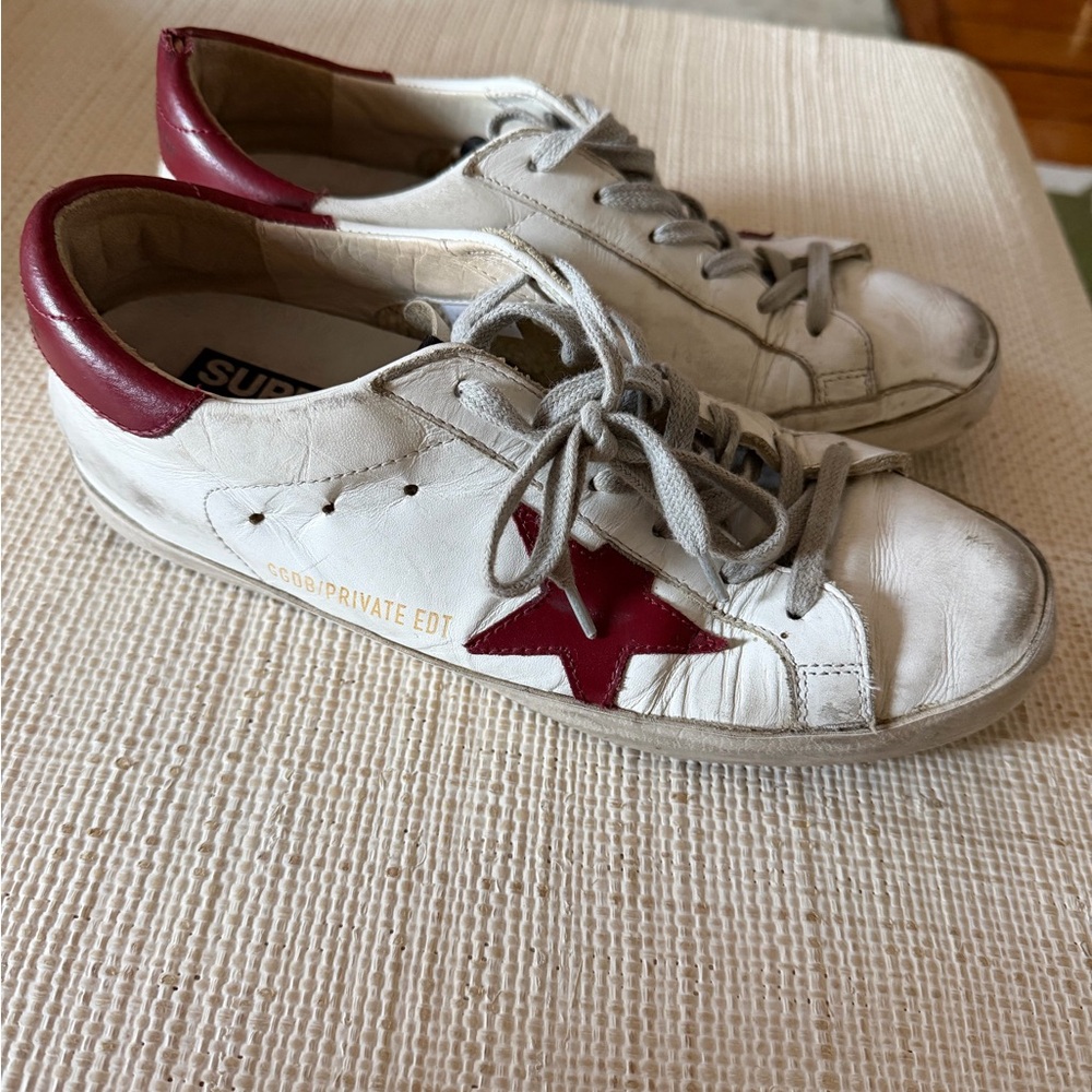 Golden Goose Superstar White & Red Sneakers - size 8 - Picture 2 of 10